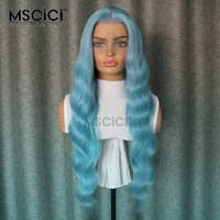 Perruque Lace Front HD Invisible 13x4 Cheveux Humains Vierges Malaisiens Ondulés Couleur Bleue, Fabrication sous Marque Privée, 100% Cheveux Humains