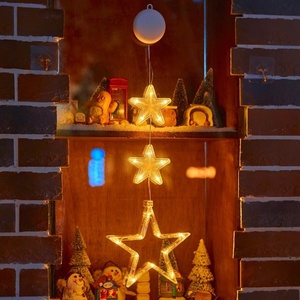 Décoration de Noël transfrontalière, lampe à ventouse en plastique, étoile à cinq branches, chambre à coucher, fenêtre, aménagement de centre commercial, lumière de bonhomme de neige - Product Image 5