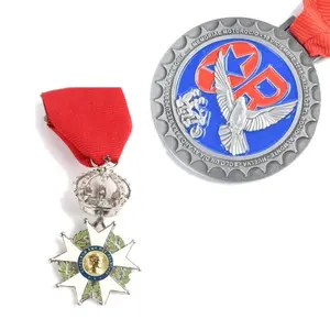 Bronzen Medaille Badges Veiligheidsspeld Op Maat Gemaakte Souvenir Eer Award Medailles Stof Linten Fabrieksprijs 3d Religieuze Metalen Medaille