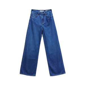 Pantalon en jean décontracté non ajusté à jambe large, délavé moyen, écologique, respirant, pour un style intemporel et polyvalent, idéal pour toutes les saisons. - Product Image 3