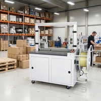 Machine de cerclage électrique entièrement automatique à commande PLC, bande PP, 40 pièces/min, pour l'emballage de boîtes en carton, pour les applications alimentaires et de boissons