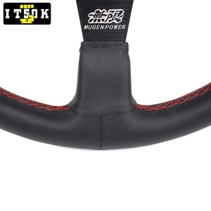 Auto 14inch 350mm Vera Pelle Volante Rosso Cuciture Piatte Ha Parlato Alla Deriva Da Corsa Auto JDM Tuning Rally Modificare per <span class=keywords><strong>Mugen</strong></span> - Product Image 4