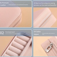 Boîte de rangement pour bijoux de voyage en cuir PU de forme carrée, 46 couleurs, pour boucles d'oreilles, bagues, colliers, avec fermeture éclair