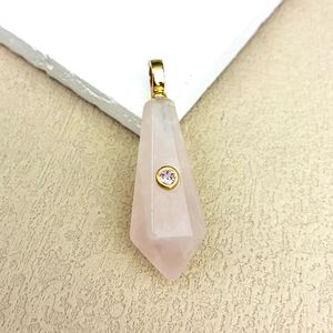 Vente directe usine – Pendentif <span class=keywords><strong>pendule</strong></span> en cristal de pierre précieuse naturelle, cône hexagonal, opale, quartz rose pour femme, bijoux de différentes couleurs - Product Image 6