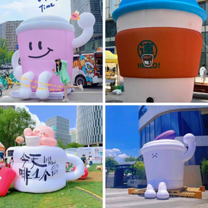 <span class=keywords><strong>Tasse</strong></span> à café gonflable géante de promotion d'événement de LOGO personnalisé pour le modèle gonflable de bouteille de thé de lait de publicité - Product Image 1