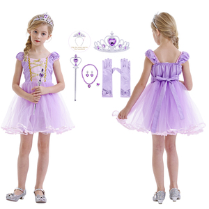 Costume di Halloween per bambini festa di compleanno per bambini fantasioso vestito Sofia per ragazze vestito da principessa Rapunzel con 6 pezzi accessori - Product Image 1
