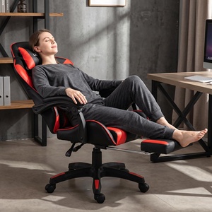 <span class=keywords><strong>Chaise</strong></span> de jeu ergonomique en cuir PU avec LED RGB, inclinable, massage, pivotement à 360 degrés, vérin à gaz à 2 positions - Noir <span class=keywords><strong>Rouge</strong></span> - Product Image 6