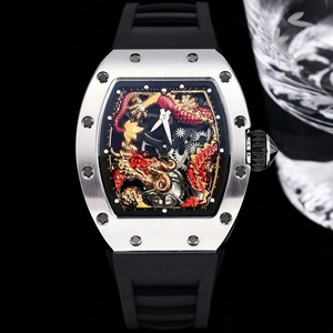 <span class=keywords><strong>Reloj</strong></span> <span class=keywords><strong>de</strong></span> Hombre Mecánico Automático <span class=keywords><strong>de</strong></span> Acero Inoxidable con Correa <span class=keywords><strong>de</strong></span> Goma, Diseño <span class=keywords><strong>de</strong></span> Esqueleto Tallado en 3D con Dragón Rojo y Dorado, Tipo Tonneau, el Más Popular <span class=keywords><strong>de</strong></span> Moda - Product Image 1