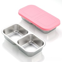 Boîte à lunch en acier inoxydable à 2 compartiments, plateau alimentaire portionné avec couvercle, récipient de préparation de repas, conteneur à collation, empilable, personnalisable, vente en gros