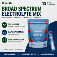 Poudre de mélange d'électrolytes Chumita, saveur framboise bleue, 20 sachets, sans sucre, hydratation rapide, non OGM, végétalien, pour le sport et la remise en forme