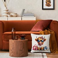 Housse de coussin en lin avec motif d'animaux mignons pour les amoureux des animaux, 18 * 18 pouces, convient à la décoration de la maison, du bureau et du canapé