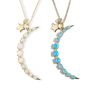 <span class=keywords><strong>Collana</strong></span> Gemnel da Donna per Uso Quotidiano con Ciondoli in Argento <span class=keywords><strong>e</strong></span> Opale Blu <span class=keywords><strong>e</strong></span> Bianco a Forma di <span class=keywords><strong>Luna</strong></span> <span class=keywords><strong>e</strong></span> <span class=keywords><strong>Stella</strong></span> - Product Image 1
