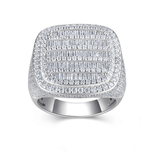 Hip Hop Iced 925 Silver VVS Moissanite GRA Rapper <span class=keywords><strong>Tester</strong></span> 5 Rows Dazzling Sparkly <span class=keywords><strong>Eternity</strong></span> Band Ring para hombres Pass Diamond <span class=keywords><strong>Tester</strong></span> - Product Image 1