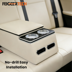 Feigeer Tech – Boîte de rangement personnalisée pour <span class=keywords><strong>accoudoir</strong></span> arrière, installation facile <span class=keywords><strong>sans</strong></span> perçage, avec porte-gobelet et support téléphone, pour la plupart des MPVs professionnels - Product Image 3