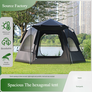 Tente dôme <span class=keywords><strong>de</strong></span> glamping extérieure en tissu Oxford 210D, instantanée, hexagonale, pour <span class=keywords><strong>camping</strong></span>, pique-nique, rassemblement en <span class=keywords><strong>parc</strong></span>, 5-8 personnes, coupe-vent et anti-UV - Product Image 4