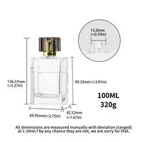 Flacon de parfum vide de 100 ml au design unique en gros, flacon de parfum de luxe, flacon de parfum personnalisé avec bouchon transparent