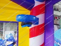 Parcours d'obstacles gonflable pour courses, avec thème 'Frozen' et 'Snack Water', château gonflable extérieur décoratif, petite machine distributrice et jeu de carnaval