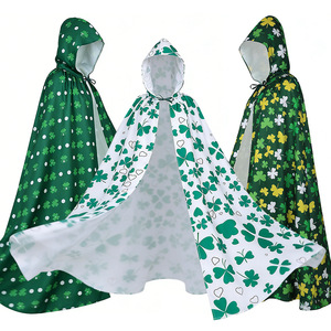 Capa de Disfraz de Trébol Yi Xiaoyi, Unisex, para Adultos, para el Día de San Patricio, Halloween, con Capucha y Patrón Verde y Blanco - Product Image 1