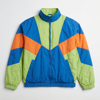 Veste de sport rétro pour homme OEM ODM en toile, style color block, légère, respirante, matelassée, zippée, streetwear, pour la course à pied