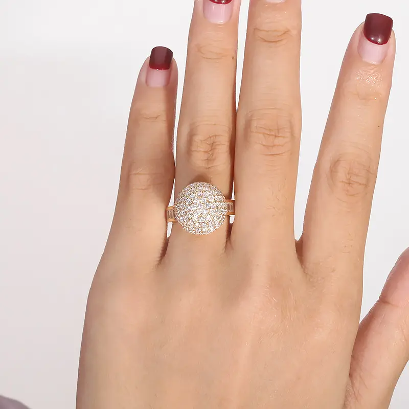 Último diseño de joyería de compromiso banda Real 14K 18K 24K oro boda anillo de diamantes