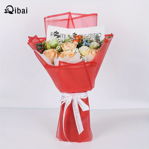 Qibai 20pcs rouge bord magique translucide fleur papier d'emballage étanche Durable <span class=keywords><strong>Rose</strong></span> Bouquet Wrap pour mariages artisanat autocollants - Product Image 3