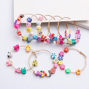 2021 personnalité de la mode style bohème fleur géométrique grand cercle doux poterie boucles d'oreilles pour les femmes - Product Image 6