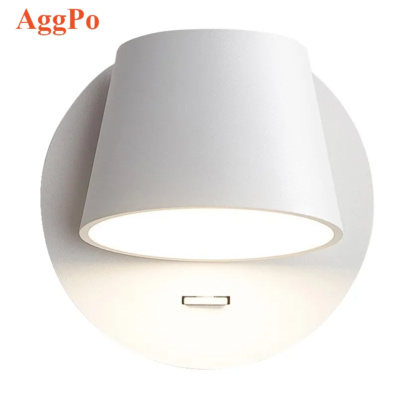 Lámpara LED de pared de lectura para dormitorio, Simple, con interruptor independiente, brillo angular ajustable