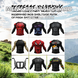 BJJ MMA Rashguard Men's Long Sleeve <b>Compression</b> UPF50+ Waterproof Breathable Quick Dry Spandex Anti-Rip No-Gi Grappling Anti-UV - Product Image 2