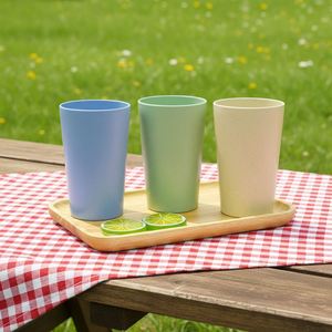 Gobelets empilables classiques en paille de blé écologique de 420 ml (15 oz) à ouverture plate, pour eau, bière, café, tasses réutilisables, idéales comme cadeau - Product Image 1
