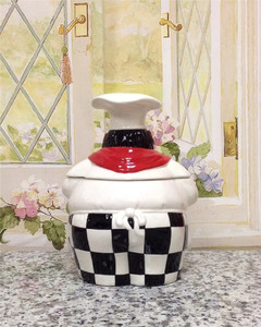 Bocaux en céramique pour la cuisine, nouveau pot à biscuits Fat <span class=keywords><strong>Bistro</strong></span> Chef, noir, ethnique, afro-américain - Product Image 3