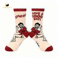 Chaussettes de sport unisexes à motif dessin animé rétro dessiné à la main, style streetwear, motif graphique vintage américain, vente en gros