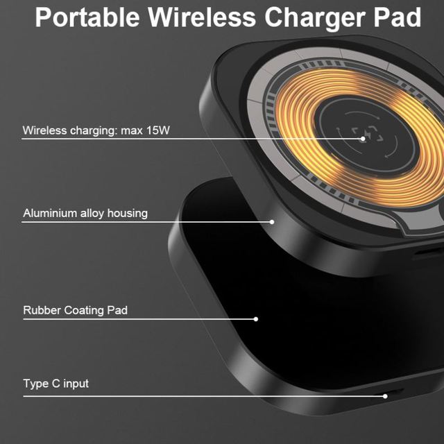 3 in 1 Magnetic Flexible Wireless Charger Pad Ultra Slim Portable 15W Fast Charging for Mobile Phone