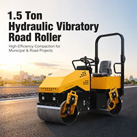 Rodillo Vibratorio de Doble Tambor de 1.5t |   Rodillo Compactador con Cabina de Seguridad Certificada CE y Bomba Hidráulica para Uso Urbano