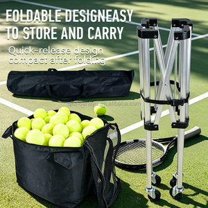 Chariot pliable à roulettes pour balles de <span class=keywords><strong>tennis</strong></span> et pickleball, chariot d'entraînement sportif avec sac de rangement, organisateur portable pour balles de baseball - Product Image 2