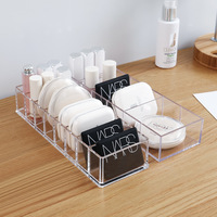 Organizer Kosmetik Plastik Desktop Transparan Dapat Dibagi Rak Penyimpanan Berkompartemen Rumah Tangga Perawatan Kulit Asrama Mahasiswa Lipstik