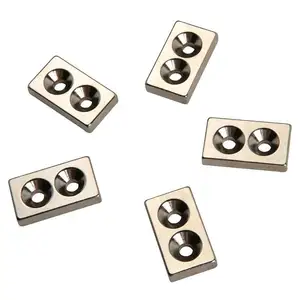 Hot Selling Manufacturer Supply Square Block Neodymium Magnets with Two Countersunk Holes