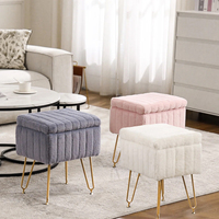 Pouf de rangement en peluche blanche JIAMEIJIA avec pieds dorés - Capitonnage fait main pour chambre et hôtel - Vente en gros OEM ODM