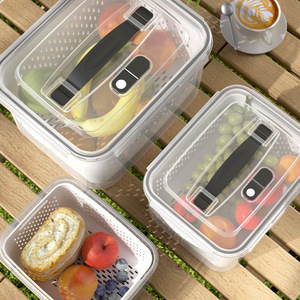 5 adet/setleri taşınabilir kılıf tasarım piknik meyve sebze delikleri ve drenaj sepeti ile saklama kutusu buzdolabı saklama kabı - Product Image 5