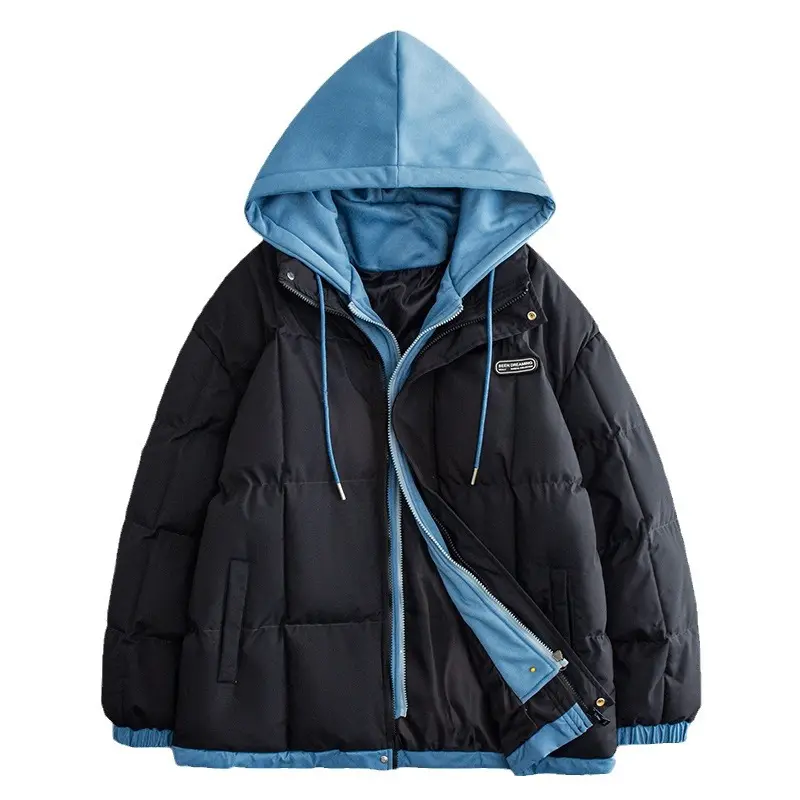 Men Winter Puffer Jacket Loose Casual Hood Men's Clothes Fashion Warm Coat Thick Padded Jacket