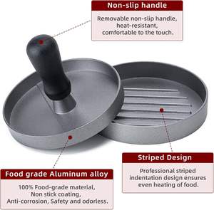 Prensa para Hamburguesas Antiadherente, Molde para Hacer Hamburguesas de Aluminio con Papel Encerado - Product Image 3