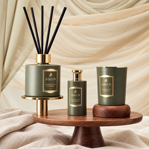 Aikun - Set de Difusor de Aromas en Caja de Oliva con Logotipo en Relieve, 100 ml, Vaso Redondo, con Varillas Difusoras y Spray, para Regalos, con Aroma Duradero, Bajo MOQ y Respuesta Rápida - Product Image 2