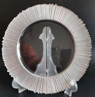 Assiette de présentation en verre de luxe à large bord argenté, sous-assiette décorative en verre pour mariage, fête et décoration de table