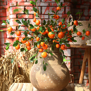 Arreglo Floral Artificial de Kumquat Yihua, Flor de Seda Naranja Amarilla, Decoración de Estilo Nórdico Chino para Sala de Estar y Hotel - Product Image 4