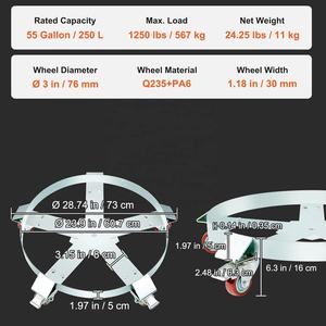 Carrito de tambor resistente de <span class=keywords><strong>55</strong></span> galones con marco de acero, 5 ruedas giratorias, capacidad de carga de 1250 libras, carrito de tambor <span class=keywords><strong>Dolly</strong></span> de barril - Product Image 4