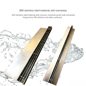 Grille de drainage linéaire en acier inoxydable, design moderne, finition argentée polie, forme <span class=keywords><strong>plate</strong></span>, longueur 1000 mm, pour drainage au sol extérieur - Product Image 4