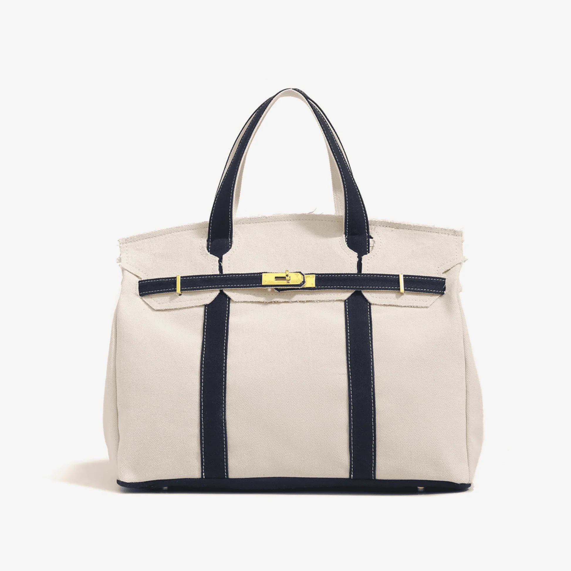 sac fourre-tout en toile de couleur unie marine