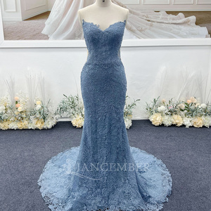 Vestido de Tul Hx207 para Graduación, Largo, con Hombros Descubiertos, Vestido de Noche Formal para Mujer, Estilo Sirena con Encaje, Vestido de Gala Jancember - Product Image 4