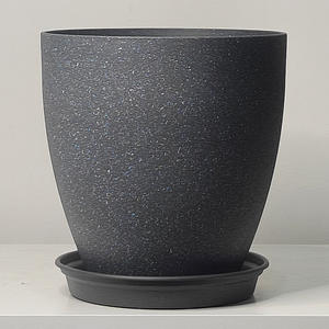 עציץ דקורטיבי עומד, עבה, גדול, עשוי שרף מט, דמוי חרס, עמיד, עיצוב מינימליסטי. - Product Image 3