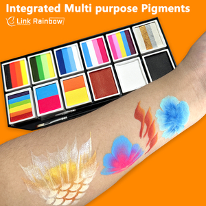 شحن سريع لوحة ألوان طلاء وجه وجسم 12 لونًا، احترافية تعتمد على الماء غير سامة من مستخلصات نباتية، كعكة مجزأة، مكياج الهالوين - Product Image 2