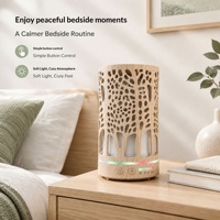 Diffuseur d'aromathérapie silencieux de bureau Faner, capacité 0,5L, type brume, motif bois clair, cylindre à motif d'arbre, lumière chaude creuse pour la maison